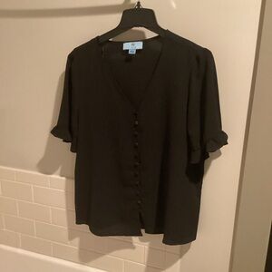 Cece black short sleeved blouse
